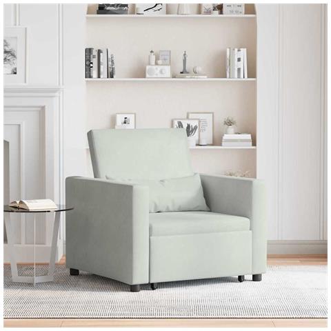 Divano Letto Singolo Grigio chiaro 90 x 165 x 87 cm Velluto - Foto 2