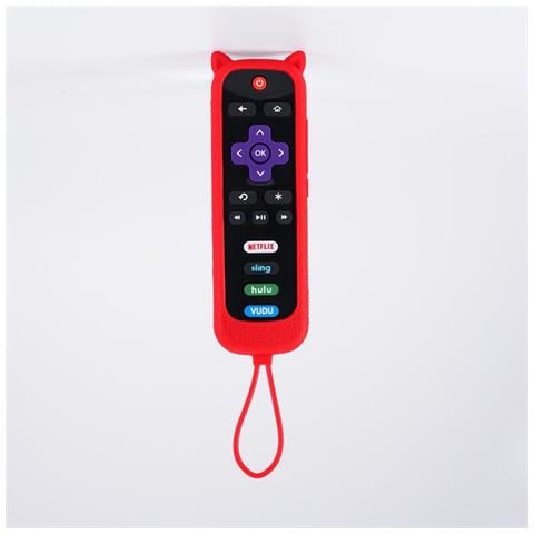 Custodia Protettiva In Silicone Compatibile Con Telecomando Tcl Roku 2 Con Design Orecchie Di Gatto E Cordino Red - Foto 4