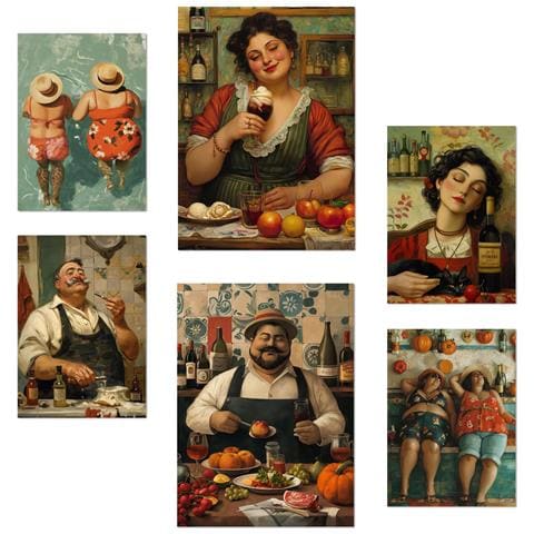 Set Di 6 Stampe Estate Italiana Con Illustrazioni Di Design Per Decorare Le Pareti Della Tua Casa A3 & A4 Senza Cornice - Foto 1