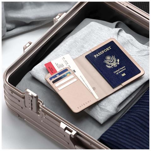 Custodia Per Passaporto In Pelle Findall Con Porta Carte E Protezione Rfid, Rosa - Foto 2