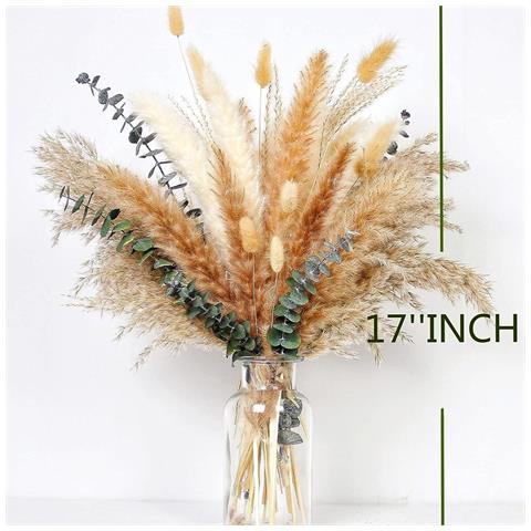 Bouquet Di Fiori Secchi Da 110 Steli - Composizione Di Erba Di Pampas, Canne Ed Eucalipto - Foto 6