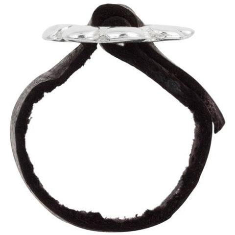 Anello ""cadmi"" Con Fibbia In Pelle Nera Placcata Argento Sterling 925 - Foto 2