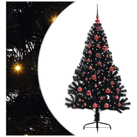 Albero di Natale artificiale con luci integrate Nero 150 cm PVC - Foto 1