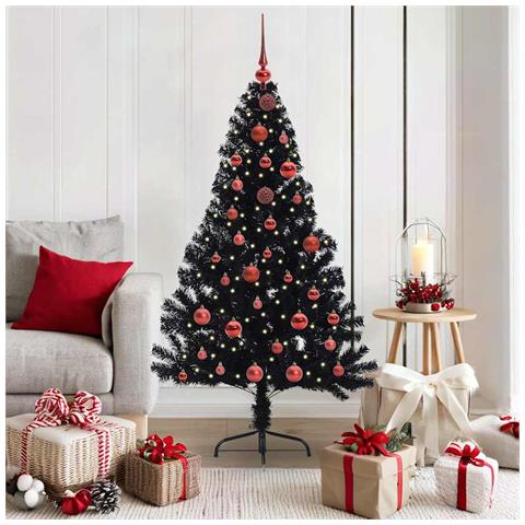 Albero di Natale artificiale con luci integrate Nero 150 cm PVC - Foto 2