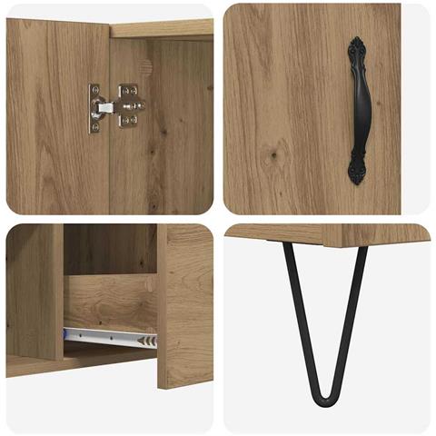 Credenza Rovere artigianale 100 x 36 x 60 cm Legno multistrato - Foto 9