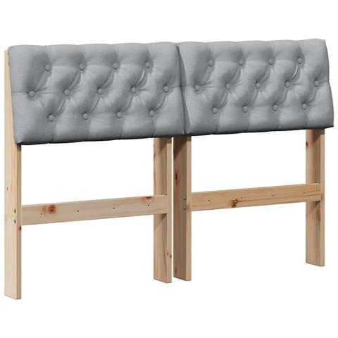 Testiera imbottita Grigio chiaro 120 cm Pino massello - Foto 1