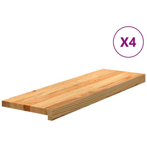 Gradini 4 pz Marrone Chiaro 80x30x2 cm Legno Massello Rovere - Foto 1