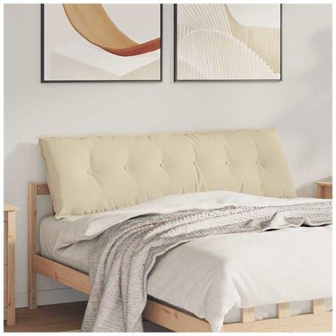 Cuscino per Schiena Crema 160 x 19 x 50 cm Tessuto - Foto 2