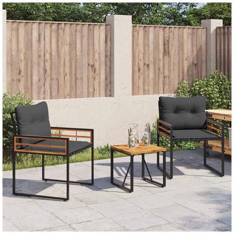 Set di Mobili da Esterno con cuscino 3 pcs Grigio tenue - Foto 2