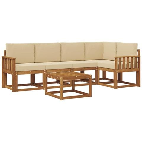Set di divani con cuscino 6 pcs Naturale e Beige - Foto 1