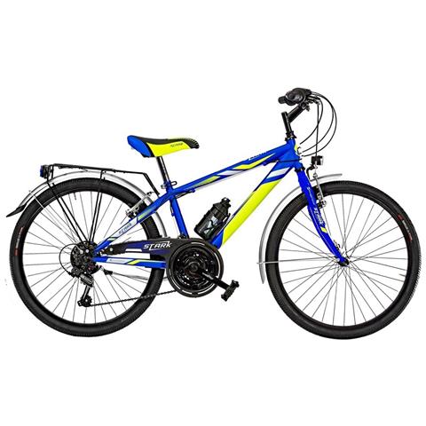 Bici Misura 24 Da Ragazzo Mountain Bike Sr24c Mtb Stark Cambio 18v Completa Di Accessori E Luci A Led - 34 Blu - Giallo Fluo - Bianco Opaco - Foto 1