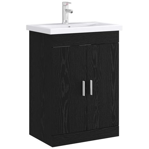 Mobiletto da Bagno Sotto Lavabo Rovere Nero 78,5 x 37,5 x 81 cm - Foto 2