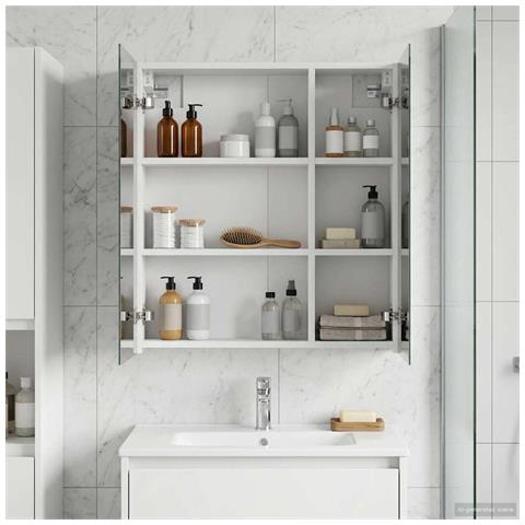 Mobiletto per specchio da bagno Bianco 60 x 14,5 x 70 cm - Foto 2