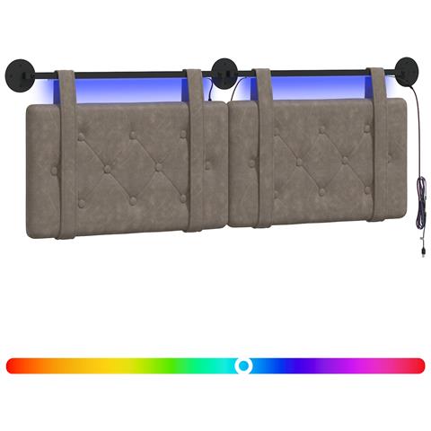 Testiera sospesa Con luce LED Grigio PU Antico - Foto 1