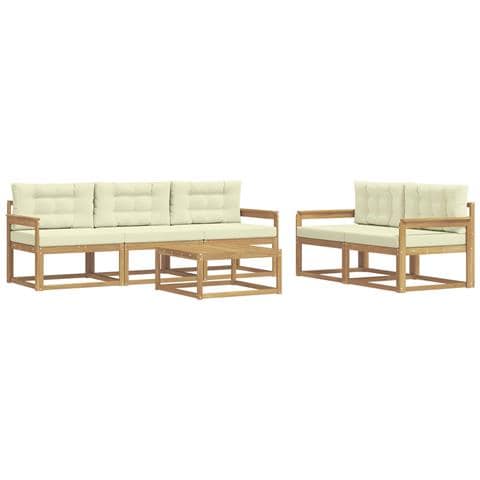 Set di divani da esterno con cuscino 6 pcs Bianco e Crema - Foto 1