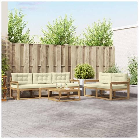 Set di divani da esterno con cuscino 6 pcs Bianco e Crema - Foto 2