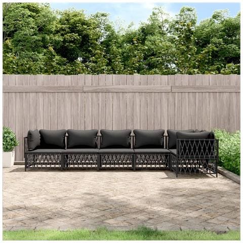 Set Salotto da Giardino 6 pz con Cuscini in Acciaio Antracite - Foto 2