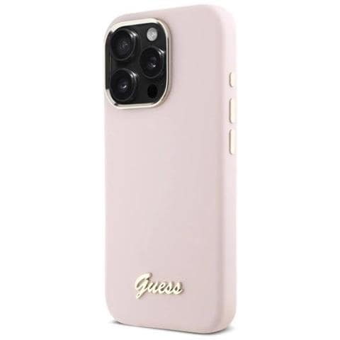 Guess Silicone Script Metal Logo E Cornice Per Iphone 16 Pro - Rosa - Foto 2