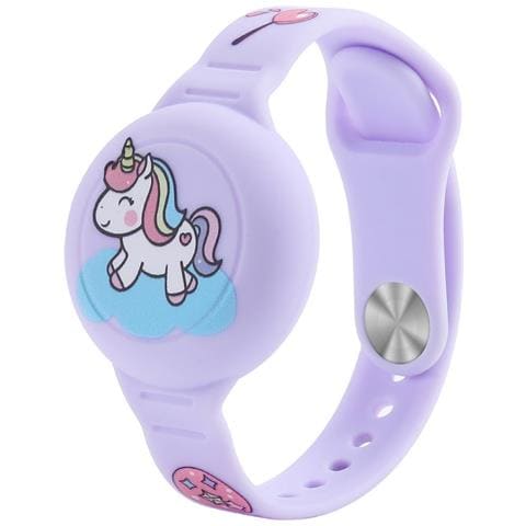 Airtag Braccialetto Per Bambini Con Supporto In Silicone, Viola Con Unicorno - Foto 1