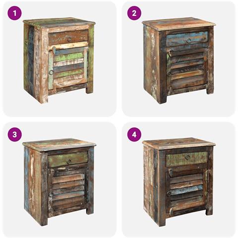 Mobile Multicolore Legno Riciclato Con Tavolo 1 Cassetto Sportello - Foto 2