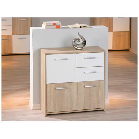 Credenza Classica Tre Ante + Due Cassetti / Laminato Finitura Effetto Rovere E Bianco Laccato - Foto 1