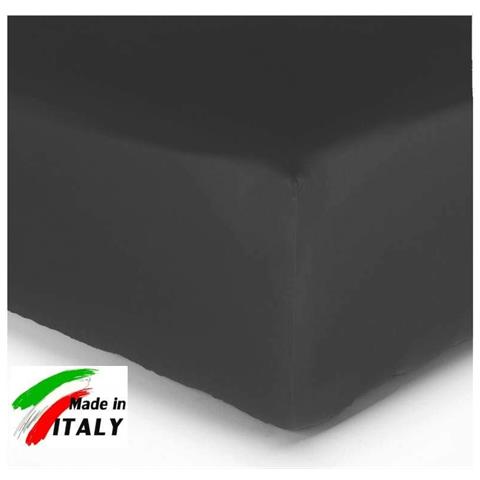 Lenzuolo Di Sotto Letto Matrimoniale Maxi Cotone Con Angoli Ed Elastico Tinta Unita Colore Nero - Foto 1