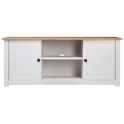Mobile Porta Tv Bianco 120x40x50 Cm Pino Massello Panama Range - Foto 2