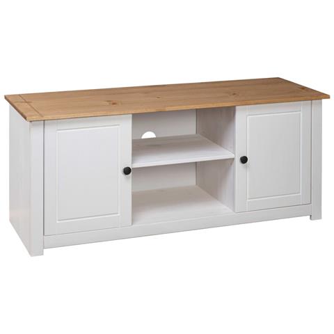 Mobile Porta Tv Bianco 120x40x50 Cm Pino Massello Panama Range - Foto 10
