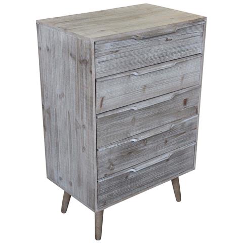 Angeline - Mobiletto 5 Cassetti In Paulownia E Mdf Industrial - Foto 1