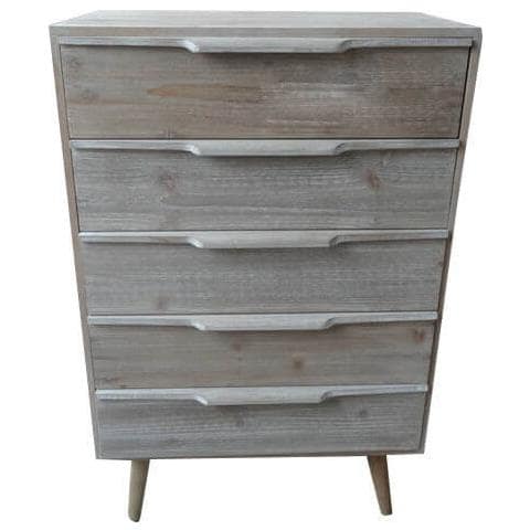 Angeline - Mobiletto 5 Cassetti In Paulownia E Mdf Industrial - Foto 2