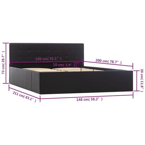 Giroletto con Contenitore Idraulico Nero Similpelle 140x200cm - Foto 10