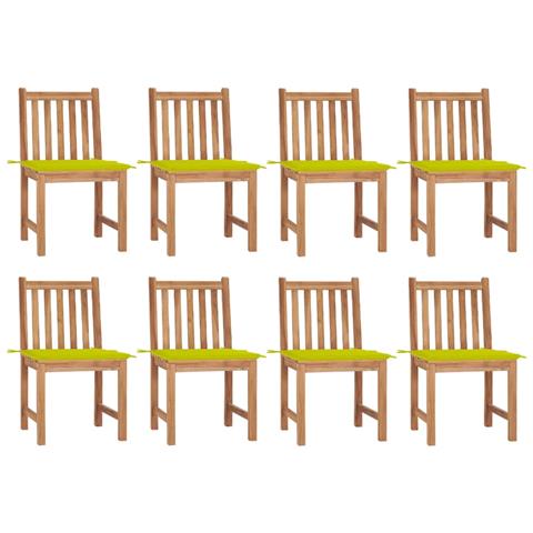 Sedie da Giardino con Cuscini 8 pz in Legno Massello di Teak - Foto 1