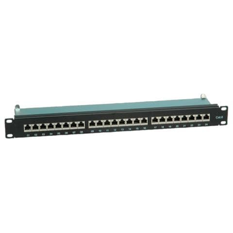 Kat. 6 19"-Patchpanel, 24 P, geschirmt, schwarz, Nero - Foto 1