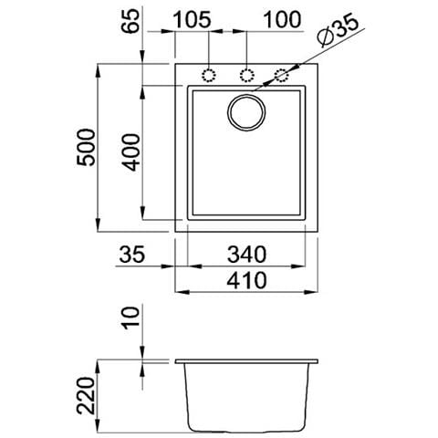 LAV. QUADRA 100 38x44 1V ALUMINIUM 79 SOTTO TOP AL - Foto 2
