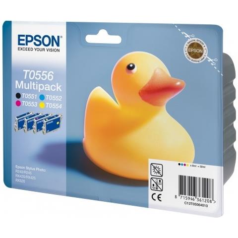 Cart.multipack T0556 Per Stylus R240 Contiene 4 Cart. Inchiostro Conf.blister Rs Nero T055140 - Ciano T055240 - Magenta T055340 - Giallo T055440 - Foto 1