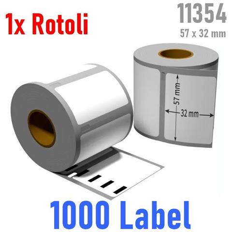 1x Rotolo Etichette Bianco Compatibile Dymo 11354 - 57 X 32 Mm 1000 Label - Foto 1