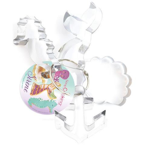 4 Tagliabiscotti In Acciaio Inox Sirena + Penna Per Glassa Nera - Foto 2