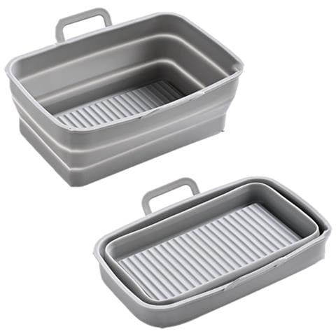 Stampo In Silicone Pieghevole Quadrato Per Friggitrice Ad Aria 19,5x12,7x7 Cm Grey - Foto 1