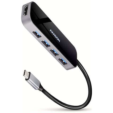 HMC-6H4A replicatore di porte e docking station per laptop Cablato USB 3.2 Gen 1 (3.1 Gen 1) Type-C Nero, Grigio - Foto 1