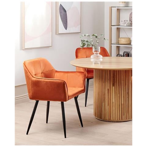Set Di 2 Sedie Da Pranzo Velluto Arancione Jasmin - Foto 1