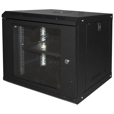 Armadio Rack 19'' 9u Serie Light Colore Nero Con Porta Vetro (axpxl) 450x400x530mm Ripiano Incluso - Foto 1