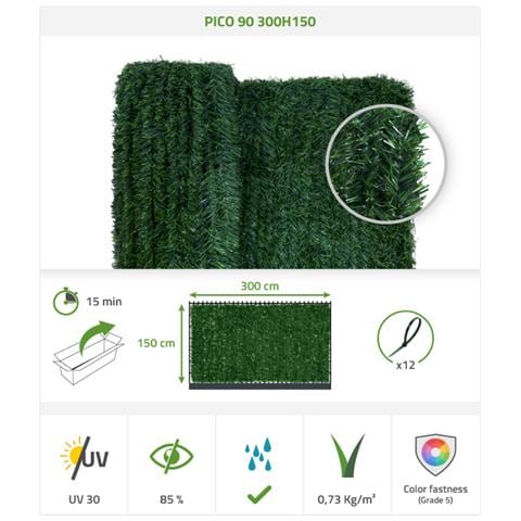 Siepe Artificiale Pico 1,5mx3m Rete Frangivista 85% Oscurante - Foto 8