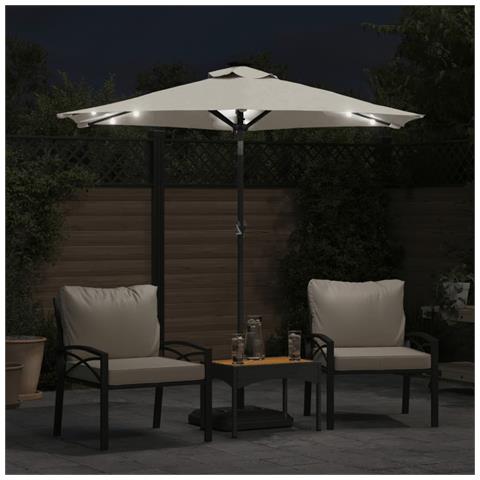 Ombrellone Giardino Con Led Palo Acciaio Bianco 225x225x212 Cm - Foto 3