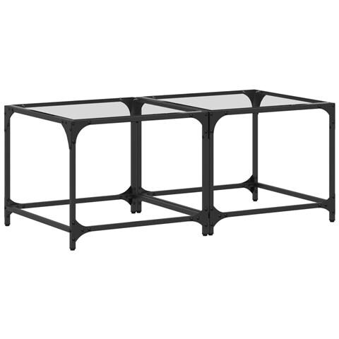 Tavolino Salotto Con Piano Vetro Trasparente 50x50x40cm Acciaio - Foto 2