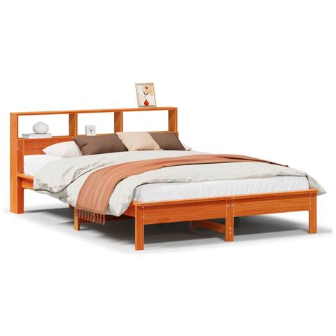 Letto Libreria Senza Materasso Marrone Cera 120x190 Cm In Pino - Foto 2