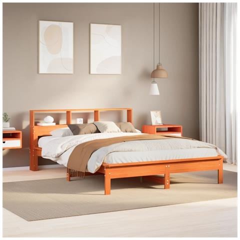 Letto Libreria Senza Materasso Marrone Cera 120x190 Cm In Pino - Foto 1
