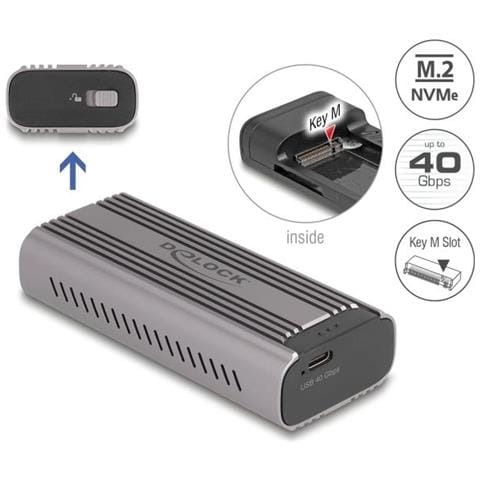 Custodia Esterna USB 4.0 Gbps 1XSSD PCIe NVMe M. 2 Colore Grigio - Foto 1