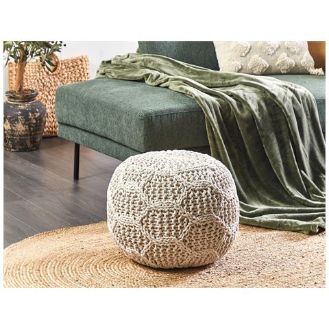 Pouf Macramè Triman Cotone Beige Chiaro - Foto 1