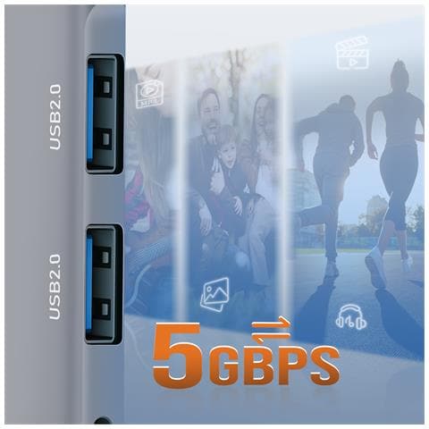 Hub Usb-c 4 In 1 Con Ricarica Usb-c 60w E 3 Porte Usb 3.0 E 2.0, Argento - Foto 2