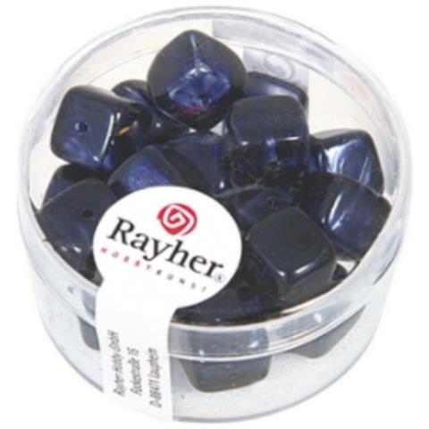 Rayher - 18 Pezzi - Perle In Vetro Quadrate 8x9mm - Colore Blu Notte - Foto 1